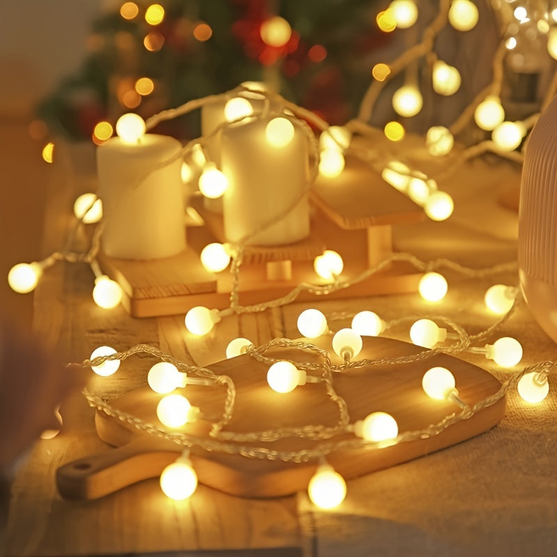 1pc Luces de Bola LED Escarchadas - Luces Navideñas Multicolores para Decoración del Hogar y Exteriores, Funcionan con Pilas AA, Ideales para Campamentos, Parques y Patios, Luces de Cadena para Exteriores