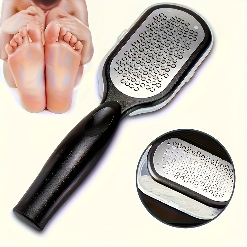 Lijadora profesional de acero inoxidable de 12 meses - Exfoliante y eliminador de luz muerta beige, diseño a prueba de salpicaduras, mango ergonómico negro, esencial para el cuidado de uñas y spa en casa.