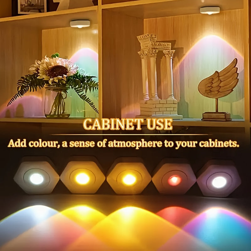 1pc Creativa Lámpara de Pared Blanca Hexagonal Ojo de Gato Proyección de Luz Roja al Atardecer, Múltiples Luces Disponibles Alimentada por 3 Pilas AA Iluminación para Armarios Lámpara de Pared Sin Batería LED Regulable Táctil Lámpara de Proyección de Ata