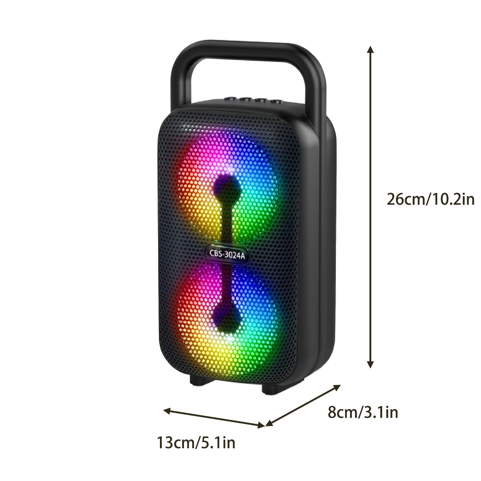 Altavoz inalámbrico portátil con efecto de iluminación colorida, altavoz de bajo pesado, capacidad de 2400mAh, carga por tipo C, compatibilidad con tarjetas USB FM TF, AUX, MIC, control de botones y palancas, adecuado para bailes al aire libre, karaoke d