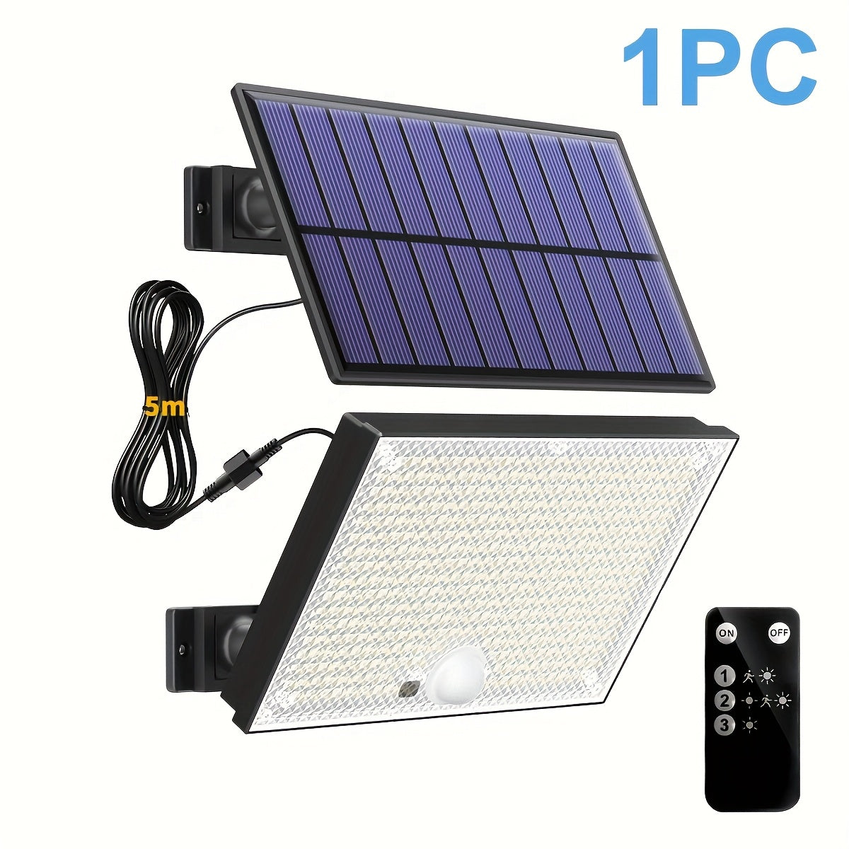 Luz solar con sensor de movimiento de 400 LED - Aplique de pared para exteriores con cable de 5.0 metros, control remoto, iluminación de anochecer a amanecer, función de seguridad para porche, jardín y regalos navideños, luz de seguridad exterior | Luz e