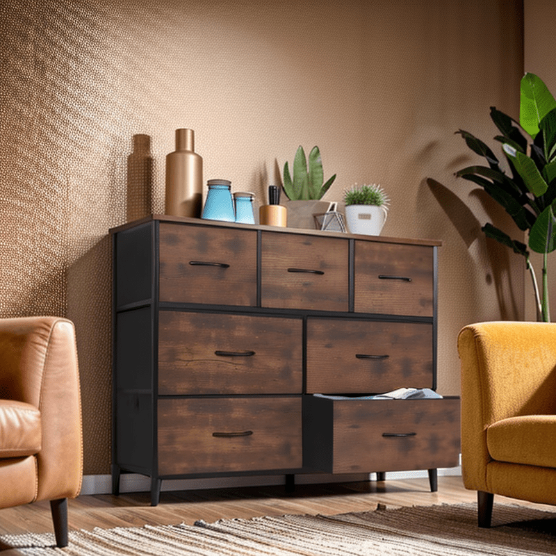 1pc Armario Clásico de Almacenamiento de Madera y Metal con 6 Cajones - Organizador Independiente de 68.58cm con Capacidad de 3.2 Pies Cúbicos, Fácil Montaje para Sala de Estar, Dormitorio, Oficina, Mueble en Tono Neutro, Construcción Duradera