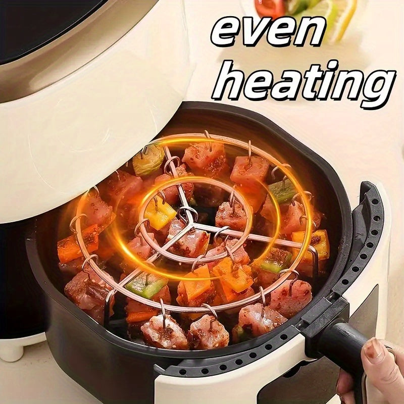 1 Juego de parrilla y pinchos de acero inoxidable - Ideal para freidor de aire, horno y barbacoa al aire libre - Perfecto para carne, pescado, verduras, frutas - Suministros de cocina duraderos y portátiles para reuniones y fiestas, equipo de cocina al a
