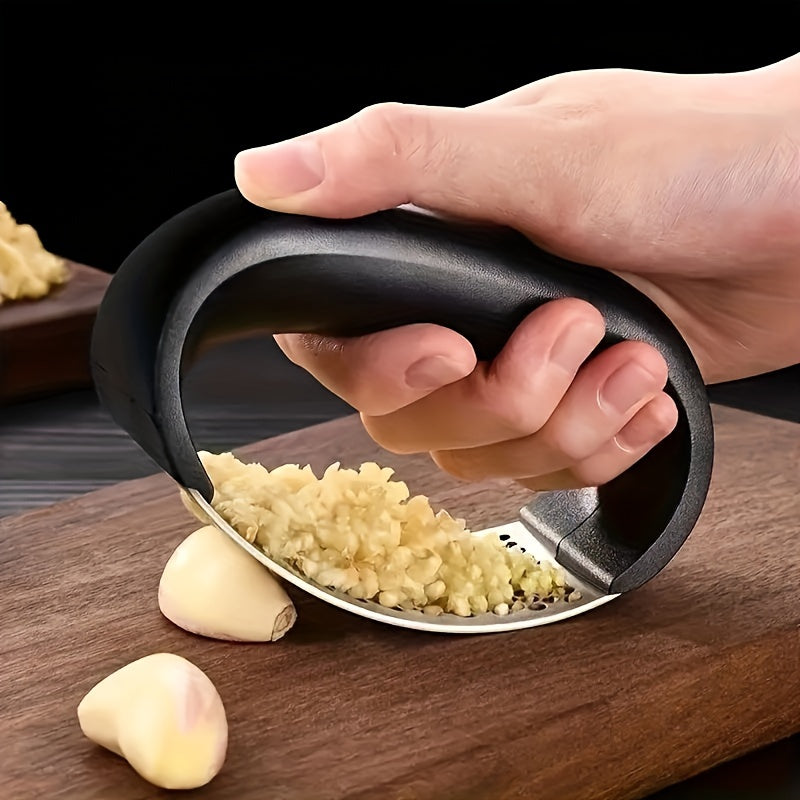 Prenta de Ajo Manuales de Acero Inoxidable con Mango Ergonómico - Herramienta de Cocina Multifuncional para Triturar Ajos, Sin Necesidad de Electricidad, Duradera y Fácil de Limpiar, Trituradora de Ajos