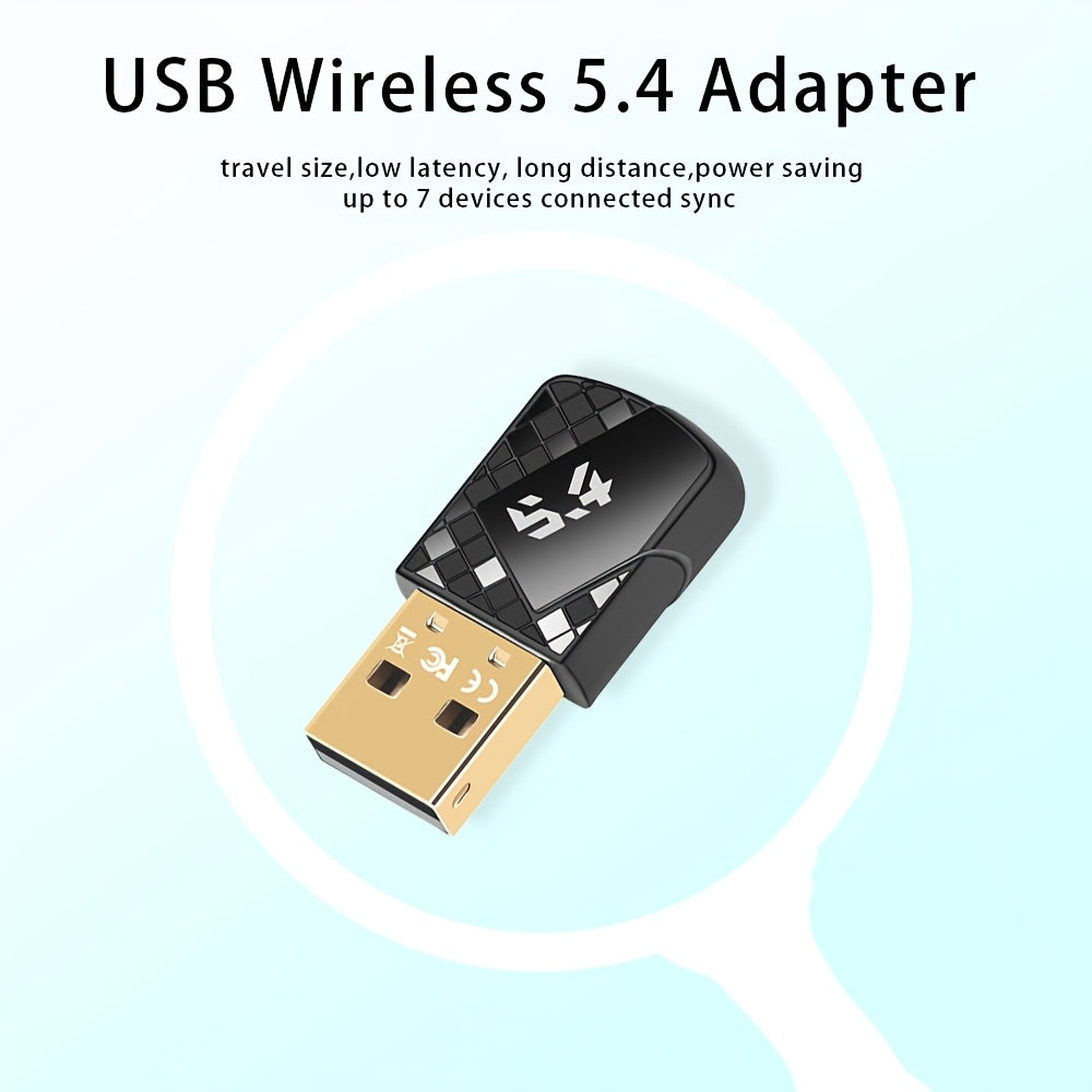 Adaptador sin varillas Wimotek 5.4 para PC/Computadora - Conectar y Listo, Compatible con Versiones Anteriores de 5.3/5.1/5.0/4.2/4.1/4.0, Sin Controladores en Windows 11/10/8.1, Conecta 7 Dispositivos al mismo Tiempo, Adaptador WiFi para PC