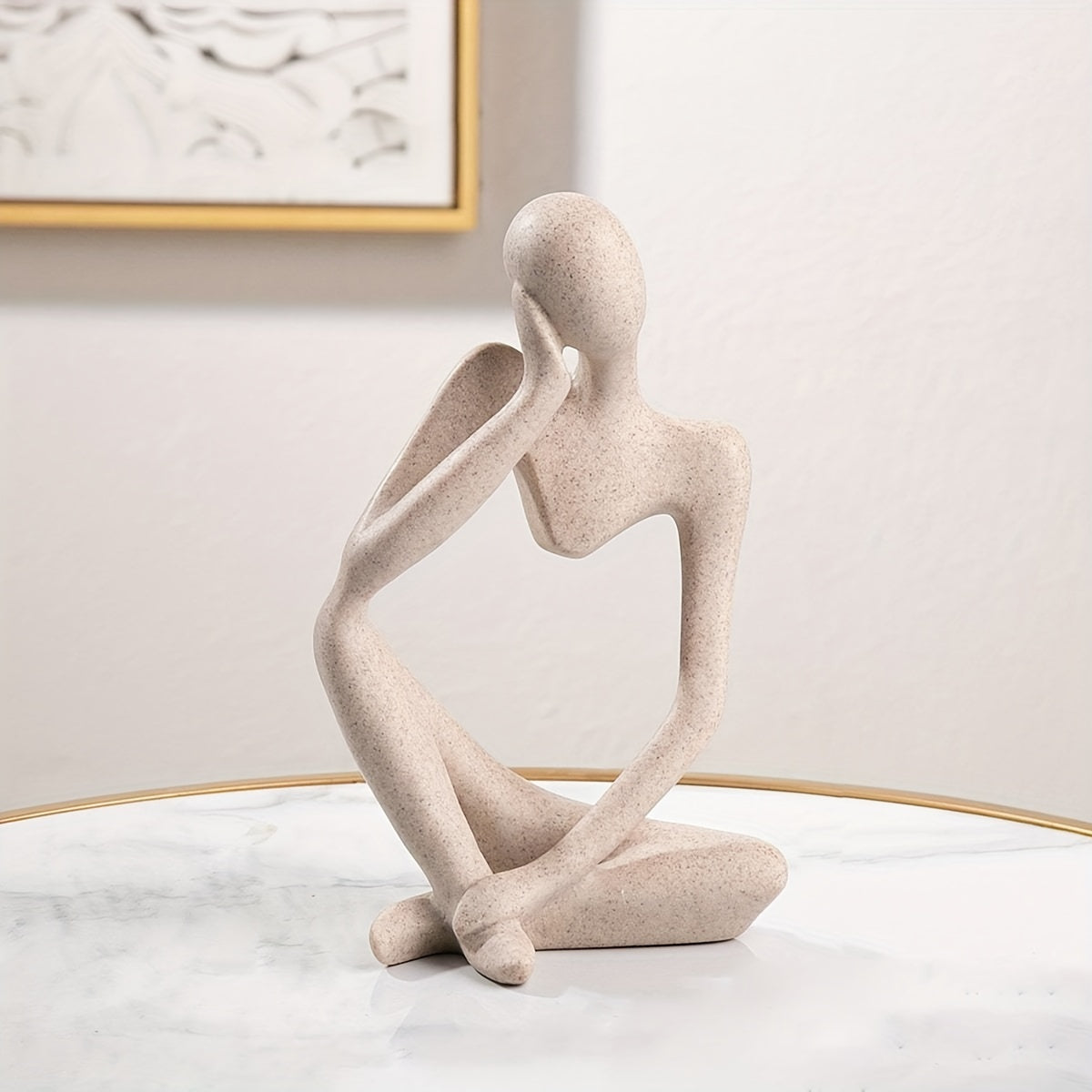 1pieza Figura de resina abstracta Pensador - Escultura de escritorio creativa para hogar y oficina, decoración interior/exterior, adorno de estantería | Obra de arte abstracta | Escultura detallada