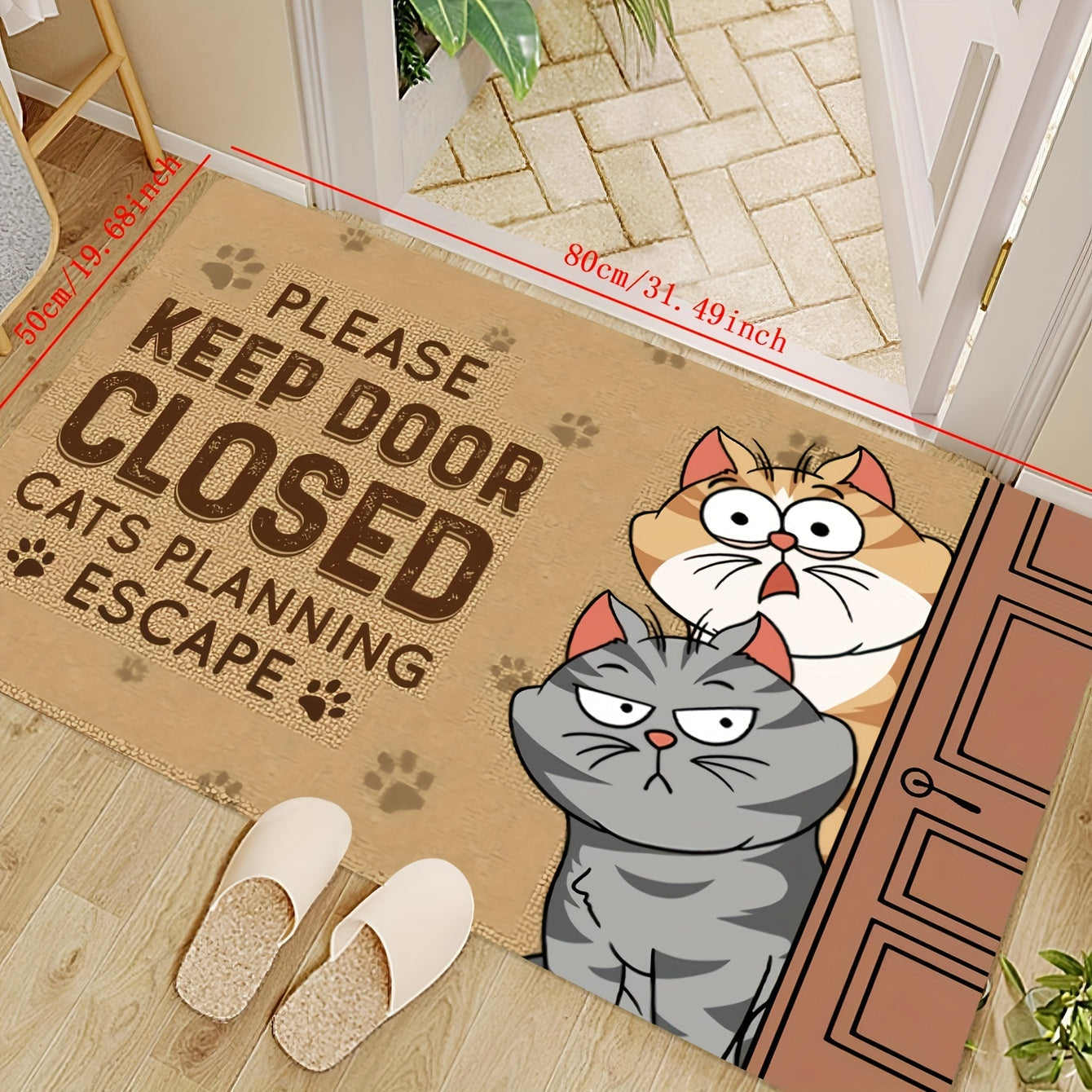 Alfombra de bienvenida para gatos, 1 pieza, para interiores, decoración del hogar, antideslizante, de poliéster, 1 cm de grosor, 800 g por metro cuadrado