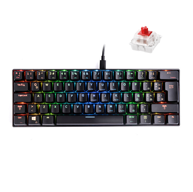 Teclado Gamer VSG MINTAKA 60% Mecanico, RGB, Negro Switche KAILH RED