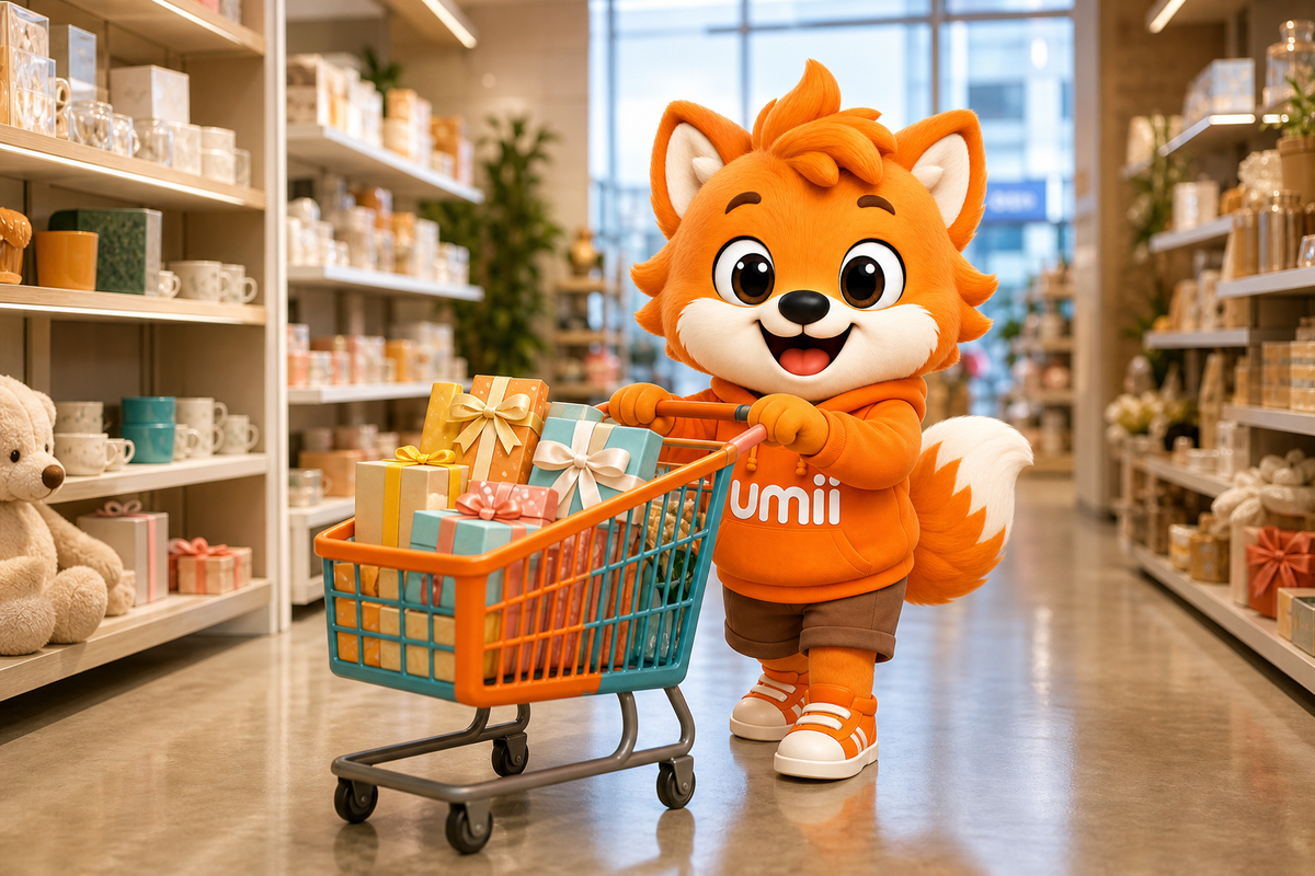 Umii empujando un carrito de compras
