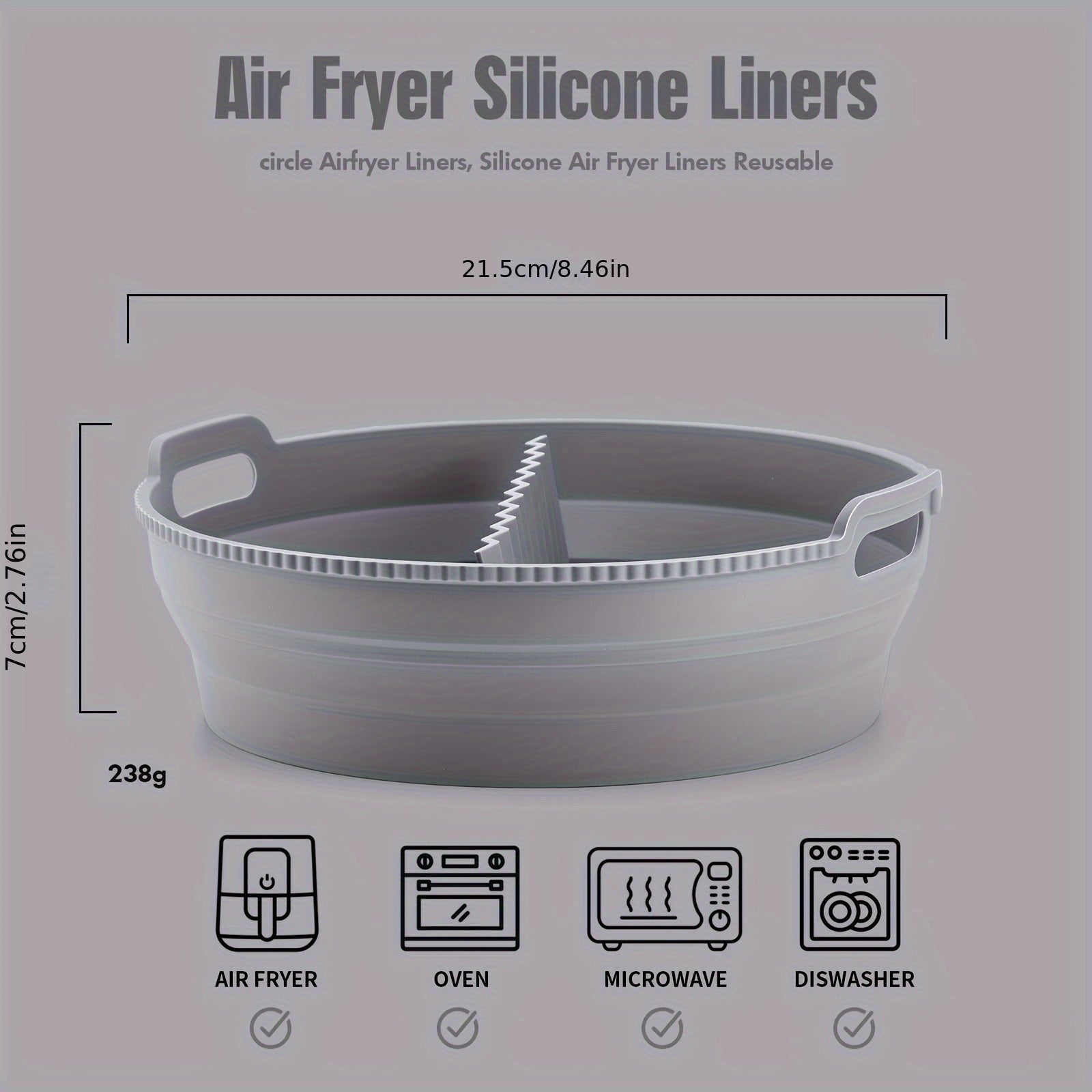 1pc Estera de Horno Reutilizable para Freidora de Aire, Redonda, Silicona, Grado Alimenticio, Plegable, Multifuncional, Antiadherente, con Almohadillas Divisorias para Freidora de Aire