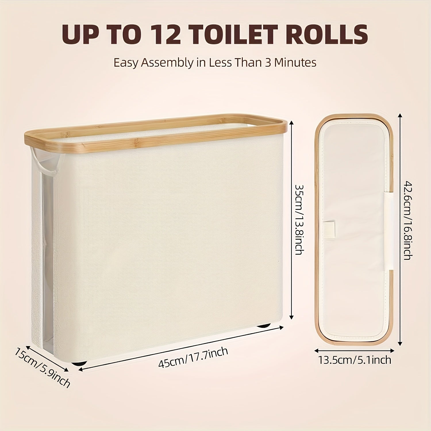 Portarrollos de bambú estilo bohemio con canasta de almacenamiento, multifuncional y plegable, ideal para baños y dormitorios, también sirve como canasta de ropa o soporte para pañuelos