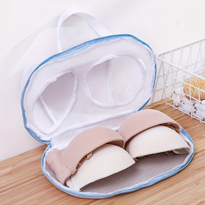 Bolsa de lavandería duradera para sujetadores - Protector de lavado de malla con cierre de cremallera para prendas delicadas, forma redonda, material tejido, paquete de 1