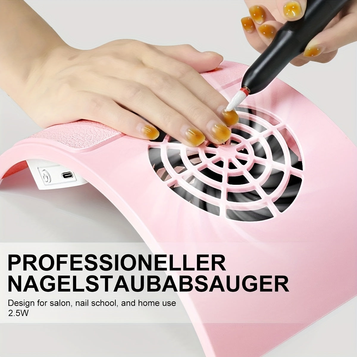 Aspiradora Profesional para Polvo de Uñas - Estación de Manicura USB para Salón y Hogar, Sistema Silencioso de Limpieza con Colector de Polvo para Artistas y Clientes, Sin Batería Necesaria, Diseño Elegante y Compacto, Construcción en Plástico