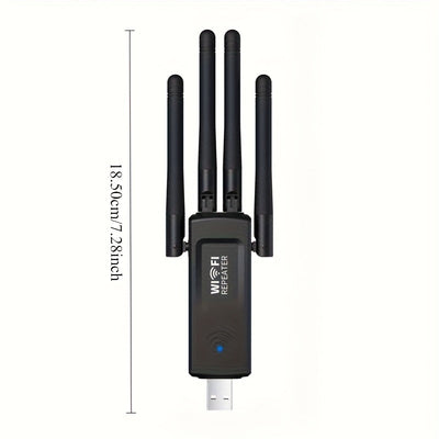 Repetidor inalámbrico USB WiFi de 300 Mbps con 4 antenas - Extensor de rango largo, fácil de usar, soporte para 4K y juegos, adaptador de red para hogar para PC, portátil, Smart TV, router, extensor de red inalámbrica, diseño elegante, construcción durad