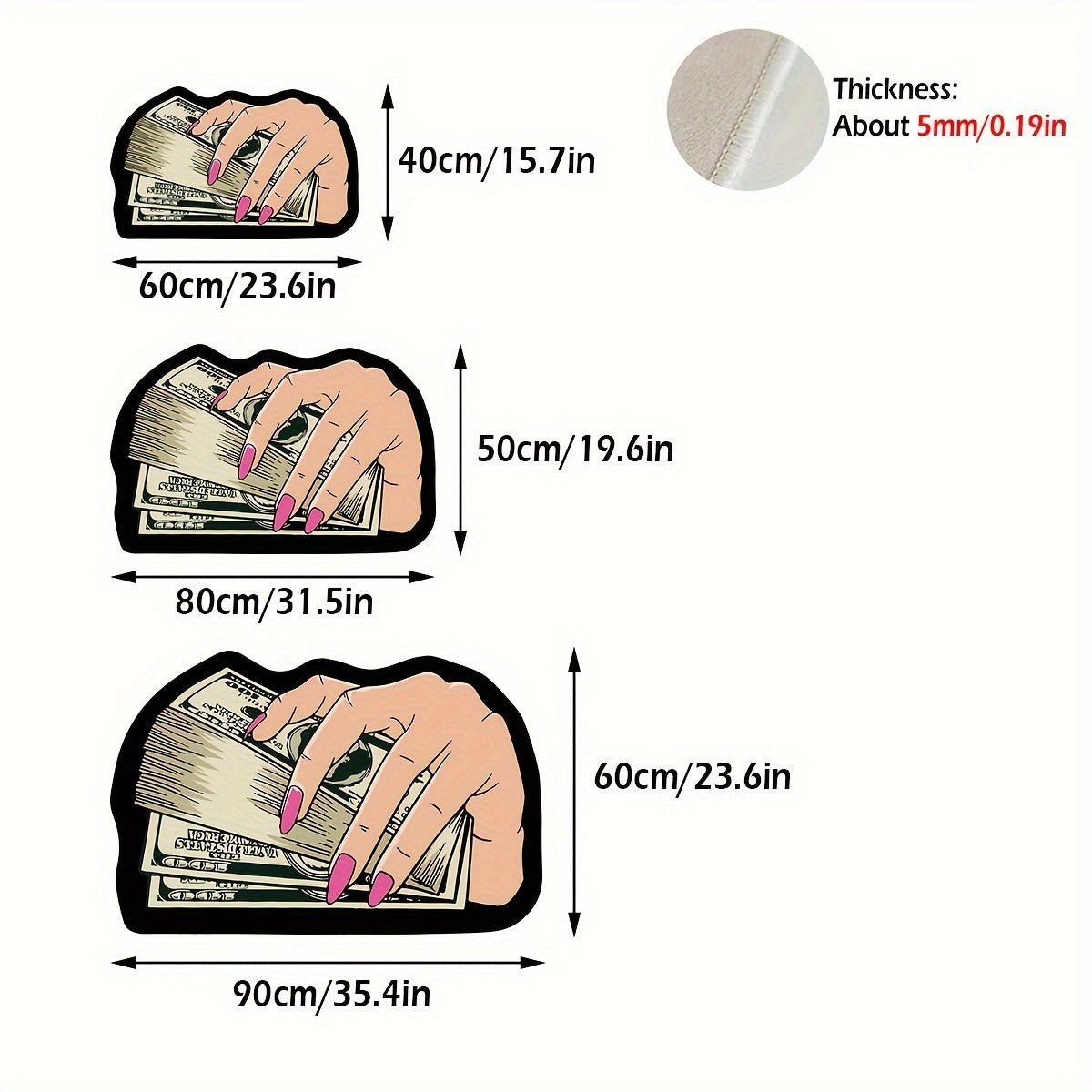 1pc Alfombra Suave Antideslizante con Patrón de Dólares Ideal para Sala de Estar, Dormitorio, Baño, Sala de Juegos, Lavable en Máquina, Felpudo Decorativo con Forma de Dibujos Animados Lindo y Cómodo para Entrada, Tapete de Alta Calidad para Decoración d