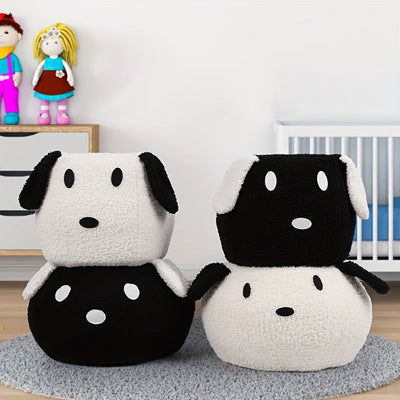 1pc Taburete Moderno para Cambiar Zapatos con Diseño de Cachorro de Dibujos Animados, Reposapiés de Madera sin Respaldo ni Brazos con Acabado Tapizado, Organizador Decorativo de Entrada para el Hogar y Dormitorio