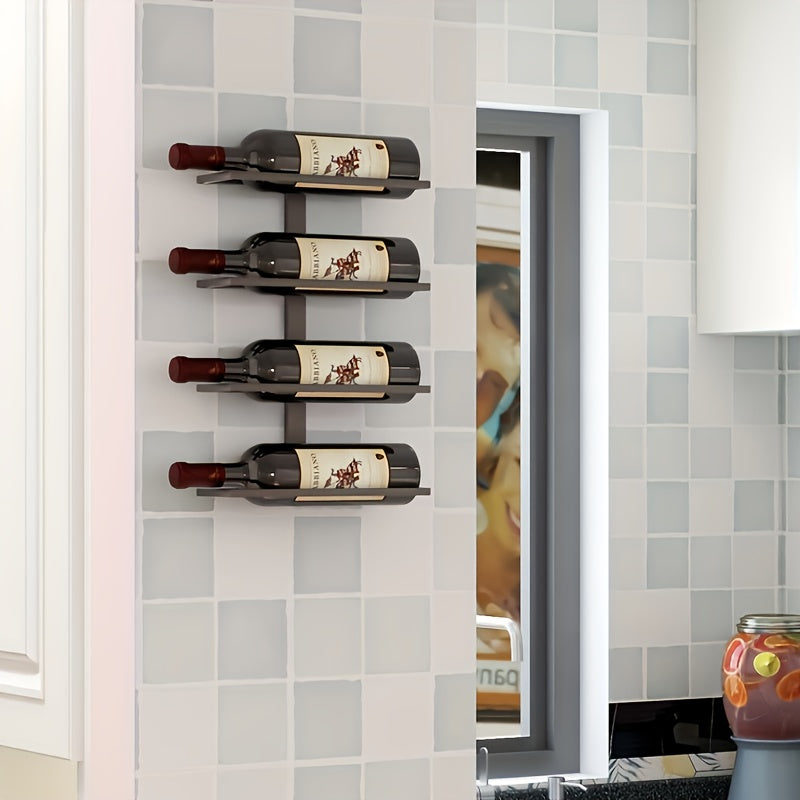 Estante de bar montado en la pared para exhibir botellas rojas, un pieza decorativa creativa para tu bar.