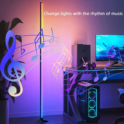 1 lámpara de suelo ambiental colorida, alimentada por USB con control remoto (baterías no incluidas), lámpara de suelo moderna con varios modos, luz de ritmo sincronizada con música, adecuada para dormitorio, sala de juegos, habitación, escenario de bar,