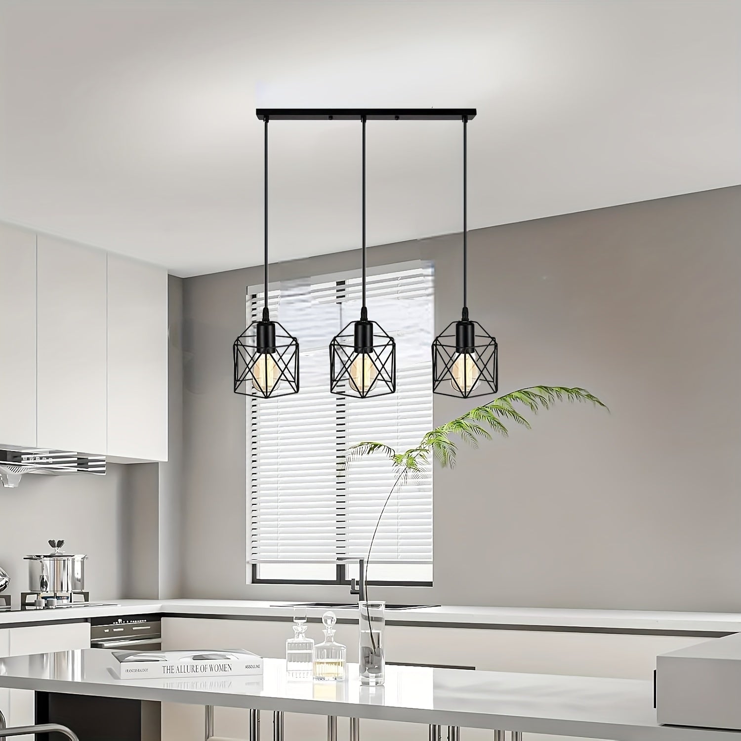 3 Luces de Colgante para Comedor, Luces de Cárcel Retro, Luz de Techo de Granja Ajustable de Altura, Luces de Cocina, Luz de Granja Colgante Negra para Luces de Colgante Industriales para Comedor, Dormitorio, Pasillo
