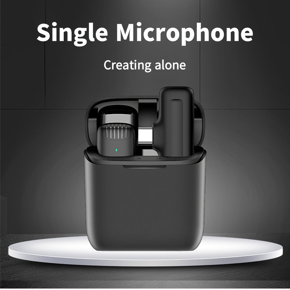 Micrófono de solapa inalámbrico de alta calidad, reducción inteligente de ruido, enchufar y usar, interfaz Tipo-C, adecuado para la mayoría de los dispositivos principales, como teléfonos móviles, computadoras, Vlogs, Facebook, Youtube, ideal para grabac