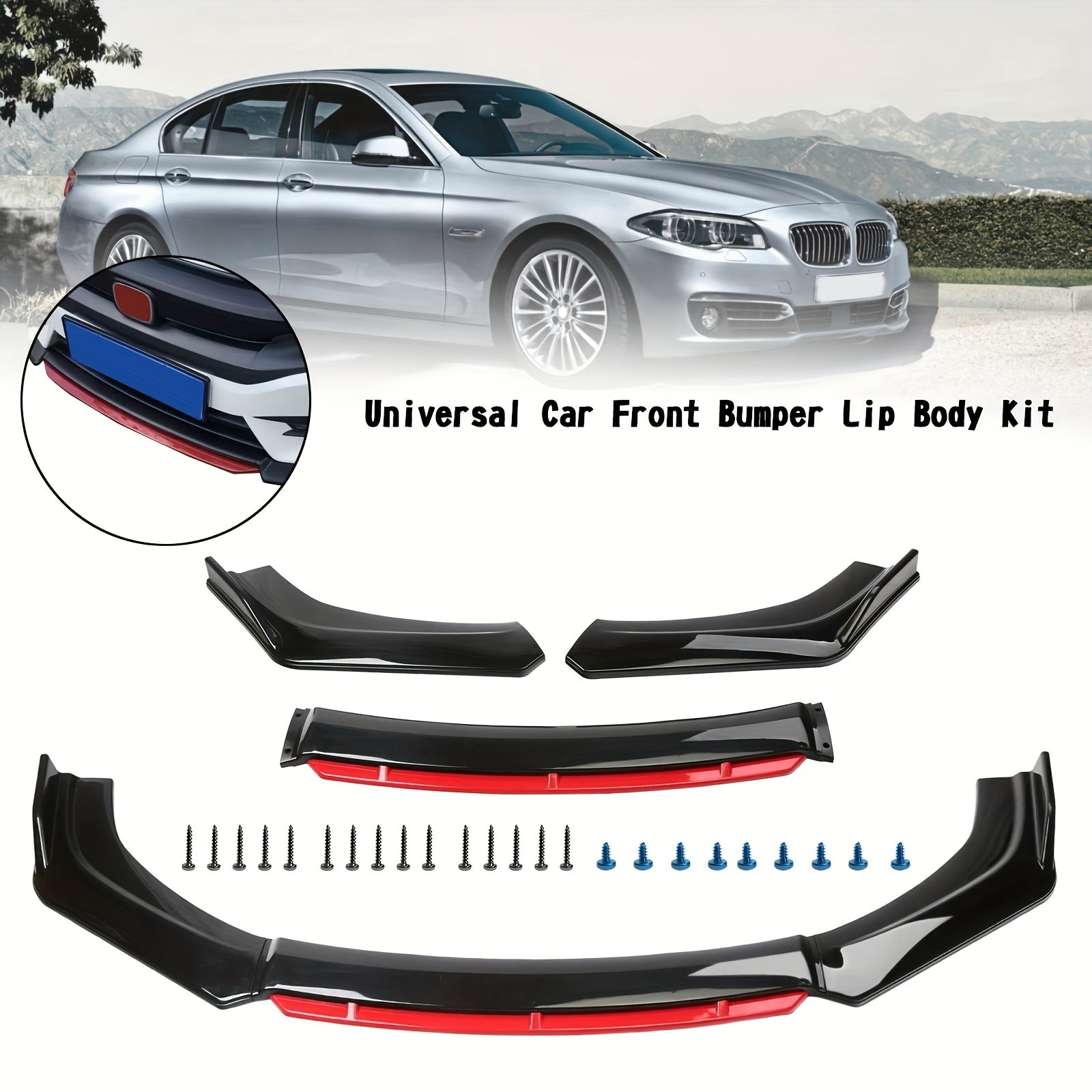 Kit de 4 piezas de separador y difusor universal para parachoques delantero de auto, protector de autopartes