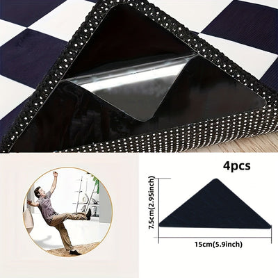 4pcs Sujeta Alfombras Premium Antideslizantes - Ideales para Salones, Comedores y Baños - Evita Resbalones en Azulejos y Madera