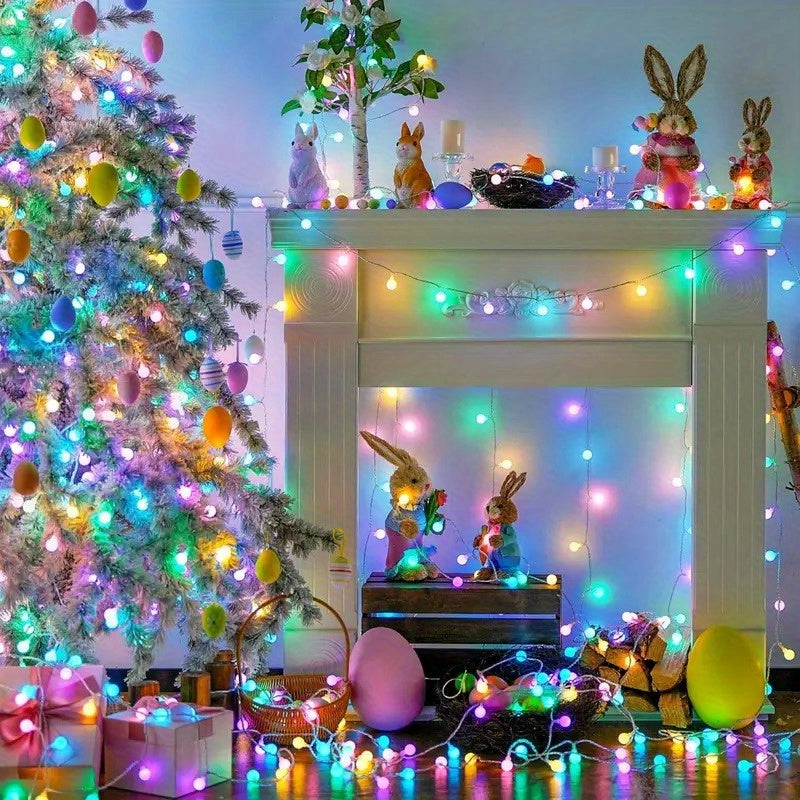1 pieza de luces de bolas LED alimentadas por USB - 8 modos de iluminación, colores mixtos, PVC duradero para bodas, fiestas, decoración del hogar, dormitorio, habitación, pared, tienda y decoraciones de Ramadán, luces para decoración, iluminación festiv