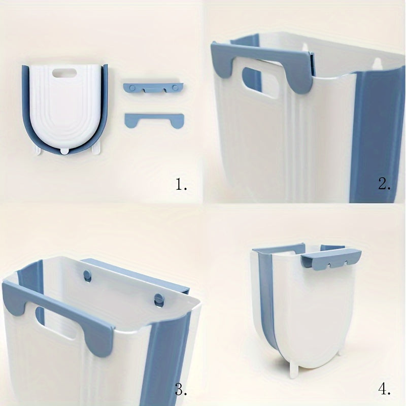 1pc Cubo de Basura Plegable Compacto con Gancho para Gabinete - Diseño Minimalista Moderno y Rectangular, Recipiente Portátil de Plástico Duradero para Cocina y Baño, Sin Necesidad de Electricidad, Papelera Elegante, Fácil Limpieza
