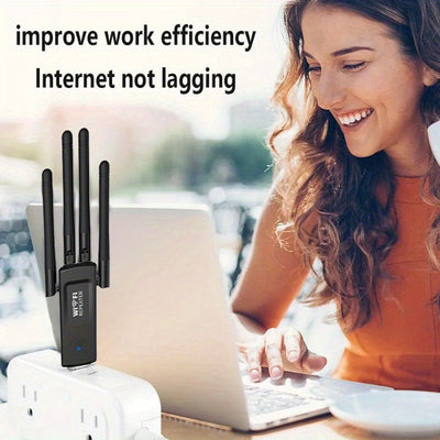 Repetidor inalámbrico USB WiFi de 300 Mbps con 4 antenas - Extensor de rango largo, fácil de usar, soporte para 4K y juegos, adaptador de red para hogar para PC, portátil, Smart TV, router, extensor de red inalámbrica, diseño elegante, construcción durad