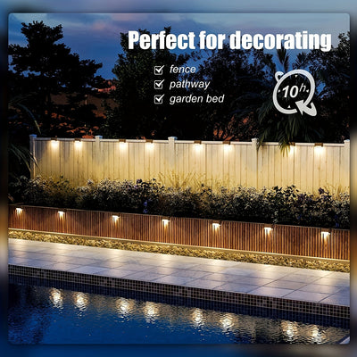 Paquete de 4 Luces Solares para Terraza, Luces Solares para Valla, Luces Exteriores IP44 para Patio, Luces Solares con Energía Solar, Luz Solar para Escalones al Aire Libre, Iluminación Solar para Vallas y Escaleras en Cercas, Pasos, Patios, Terrazas, Ja