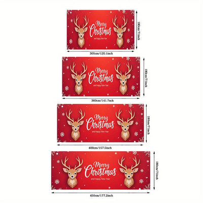 2D Banner de Puerta, 1 Pieza, Banner de Puerta de Renos de Alce Navideño Festivo - Poliéster Duradero, Diseño de Copos de Nieve y Noche Estrellada, Perfecto para Decoraciones Navideñas, Bodas y Celebraciones al Aire Libre, Decoraciones Navideñas
