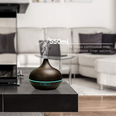1pieza 500Ml Difusor de Aceites Esenciales, Silencioso Humidificador de Aire Ultrasonico, Humidificador Controlado por Botones con Temporizador para Niebla Continua, Adecuado para Salas de Estar, Dormitorios, Oficinas y Hoteles.