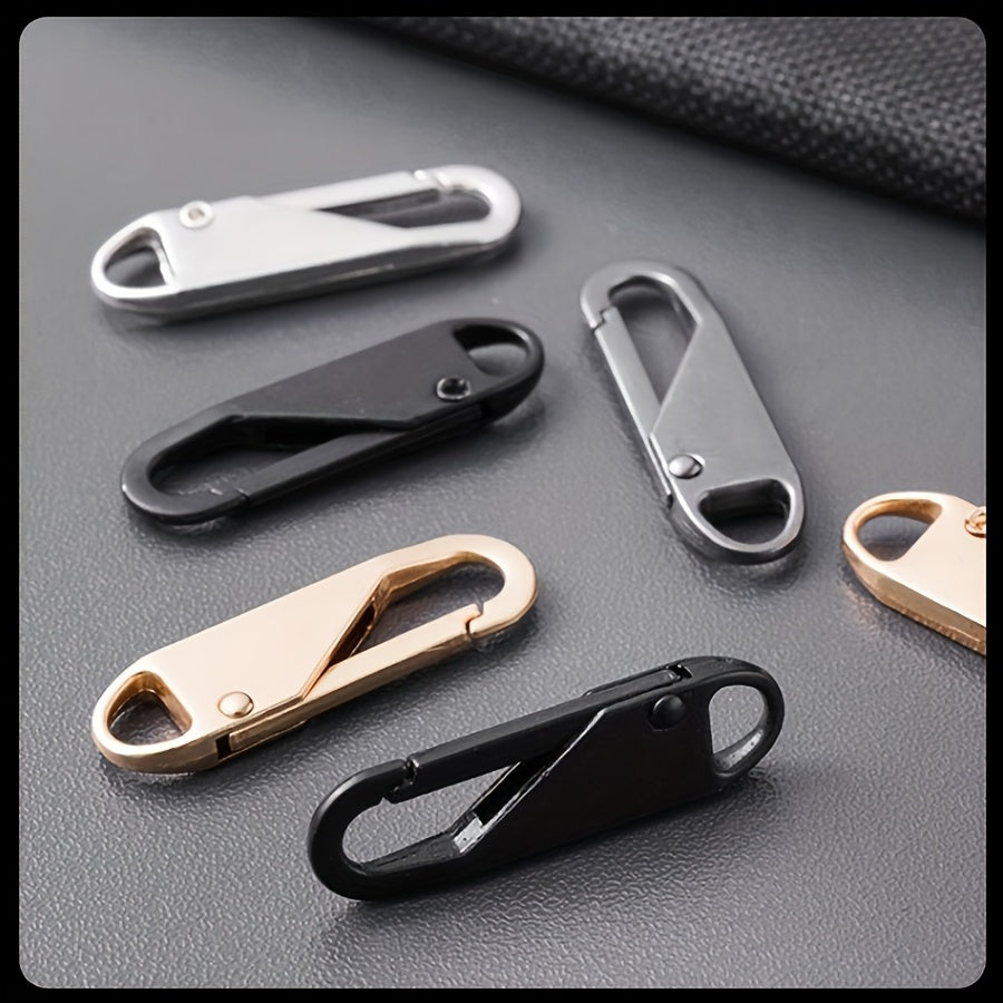 4 piezas de cabezales de cremallera de repuesto - Correas de bolsa negras para bolsos de viaje, ropa y manualidades, chaquetas, mochilas y bolsos, etc., deslizador de metal multicolor duradero, fácil de instalar, cabeza extraíble - Negro