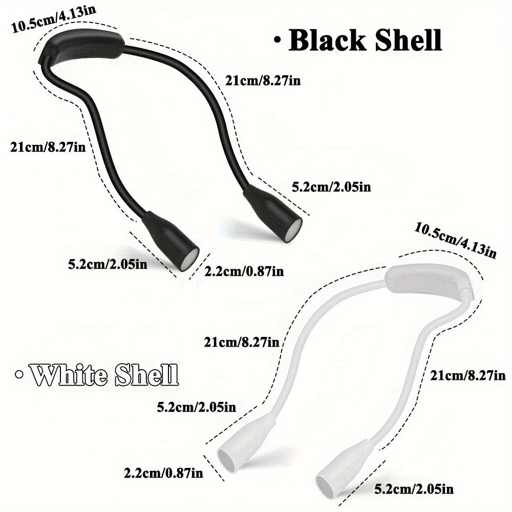 1pc Luz de Lectura para el Cuello con LED Flexible y 3 Modos de Color, Recargable por USB, Brillo Ajustable, Batería Duradera para la Cama, Tejer, Acampar y Actividades al Aire Libre, Negro/Blanco, Luz de Camping | Luz Llamativa | Acabado Metálico