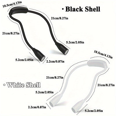 1pc Luz de Lectura para el Cuello con LED Flexible y 3 Modos de Color, Recargable por USB, Brillo Ajustable, Batería Duradera para la Cama, Tejer, Acampar y Actividades al Aire Libre, Negro/Blanco, Luz de Camping | Luz Llamativa | Acabado Metálico