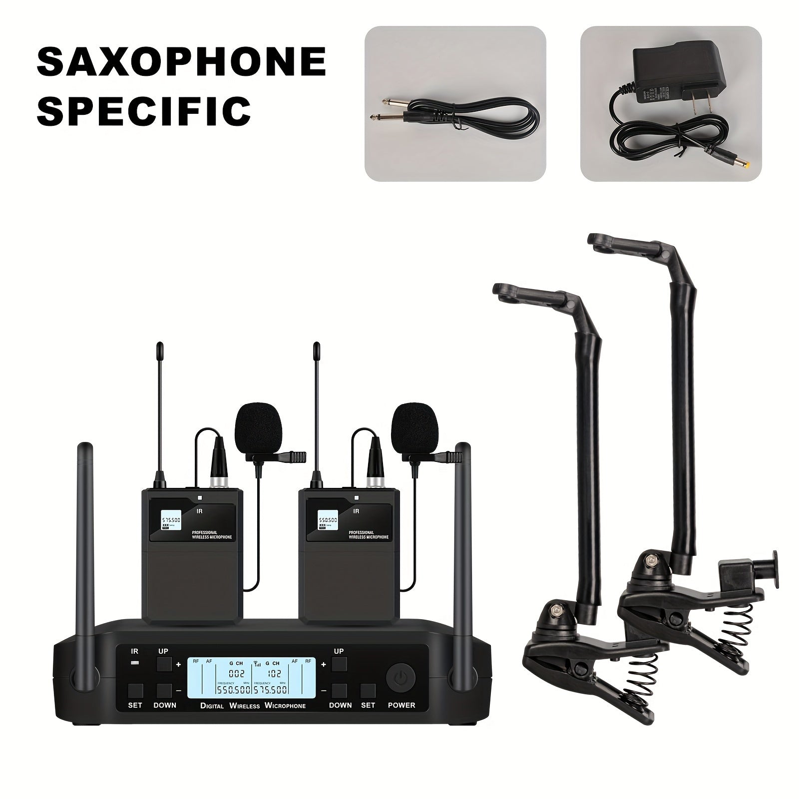 GLXD4 Trompeta Saxofón Profesional Doble Solapa Cintura Micrófono Inalámbrico 559-599MHz Sistema Escenario Actuaciones UHF Dinámico 2 Canales Portátil Para Actuación Musical