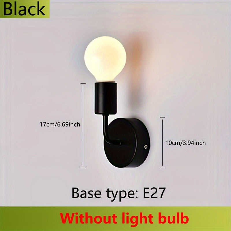 Aplique de pared estilo nórdico moderno - Base para bombilla E27, montaje semiempotrado, acabado en hierro, ideal para sala, dormitorio, pasillo, comedor, cocina - Sin bombilla incluida, iluminación de pasillo | Diseño minimalista | Lámpara de hierro fun