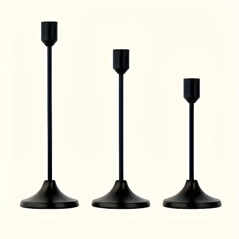 Conjunto de 3 candelabros vintage de latón, elegantes candelabros de metal para mesa, candelabros decorativos de temática familiar para el hogar, cenas románticas, bodas, eventos con velas no incluidas.