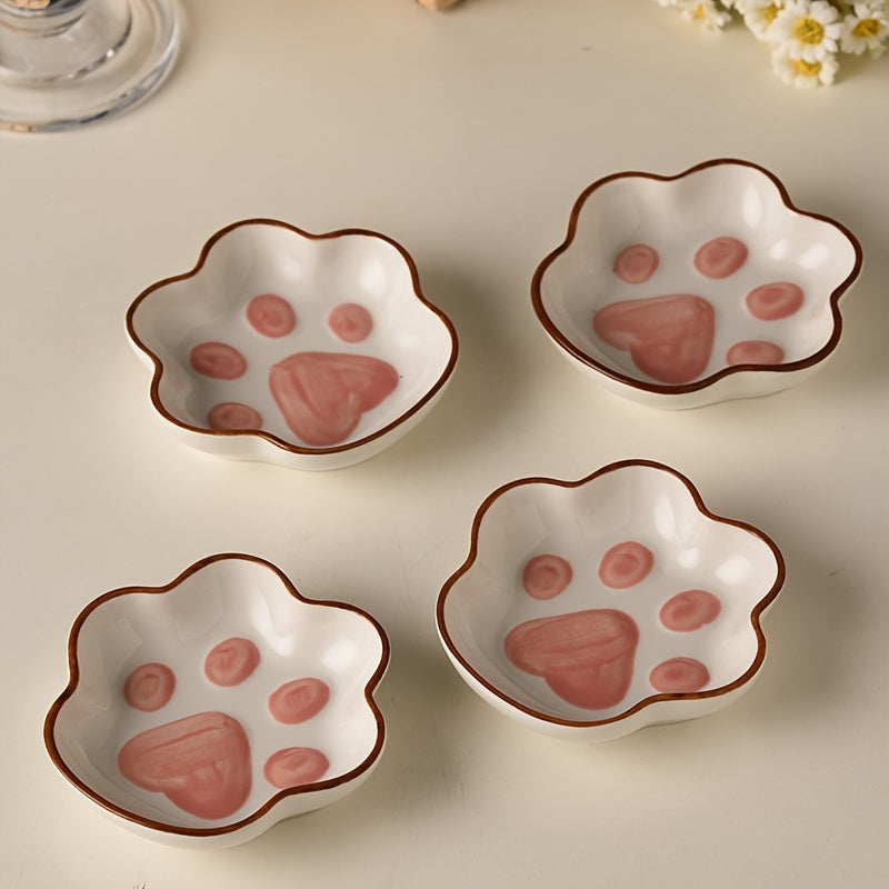 1, 2 o 4 platos para condimentos de cerámica en forma de garra de gato, platillos para salsas, pequeños platos para kétchup, para cocina, restaurante o dormitorio, accesorios de cocina y vajilla