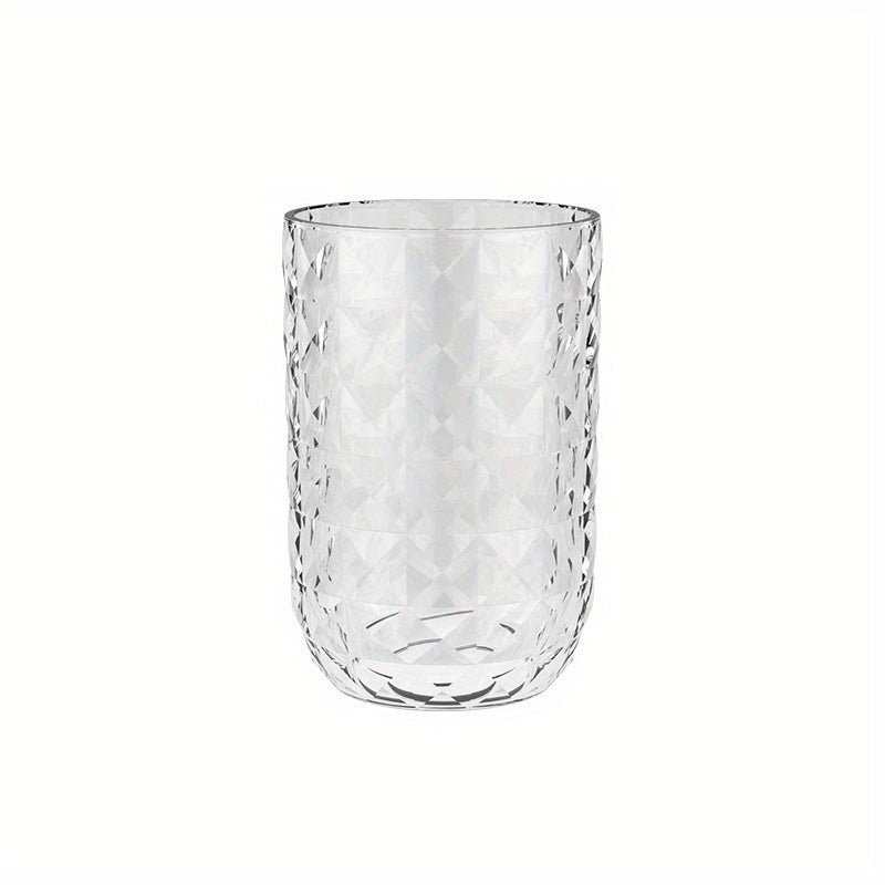 1pc Taza de enjuague bucal de color sólido, Taza de cepillo de dientes para parejas, Taza de gárgaras de plástico, Vaso de baño con textura geométrica, Accesorios de baño, Decoración del hogar, Muebles para el hogar