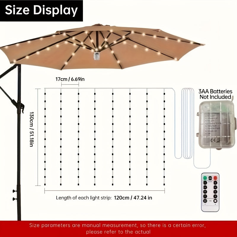 1pc Luces LED de Cadena para Exteriores con Control Remoto - 8 Modos (Incluye Parpadeo Automático), Cambio Multicolor, Construcción en Cobre Resistente al Clima - Luces Decorativas a Batería para Jardín, Patio, Navidad, Fiestas de Cumpleaños - Compatible