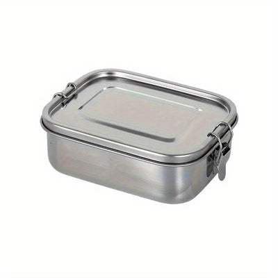 Caja de almuerzo cuadrada de acero inoxidable 304, gran capacidad, capa única, con hebilla, compartimentada, caja de bento, estudiante, cuadrada, al aire libre, estilo americano, frescura Bo, regreso a la escuela