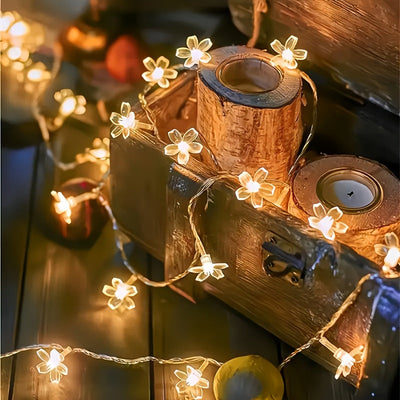 Luces de hada de flor de cerezo, 1 cadena, operadas por batería, flor de LED amarilla, eficientes en energía, de plástico, para hogar jardín, boda, vacaciones, Navidad, fiesta, decoración de campamento al aire libre, control de interruptor, sin mando a d