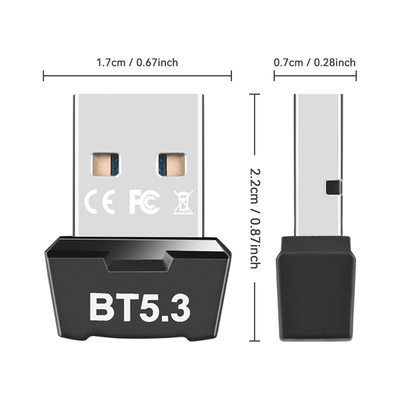 1 x 5.3 Adaptador inalámbrico, sin controlador, receptor y transmisor inalámbrico USB para computadora, soporta la conexión simultánea de 7 dispositivos, memoria automática, reconexión relámpago, adecuado para Windows 11/10/8.1, Plug And Play