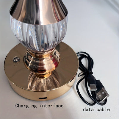 1pc lámpara de mesa portátil de metal con emisión de luz LED táctil para dormitorio, comedor, estudio o barra, sin cable, ideal para acampar al aire libre y cargar en la noche, regulable tanto para interiores como exteriores, recargable por USB
