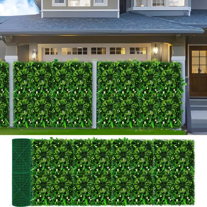 1 pieza de pared de planta verde realista - Pantalla de privacidad bloqueadora de UV, hojas frondosas, no requiere mantenimiento, decoración interior/exterior - Adecuada para patio, boda, sala de estar, oficina - Instalación fácil, no se necesita cablead
