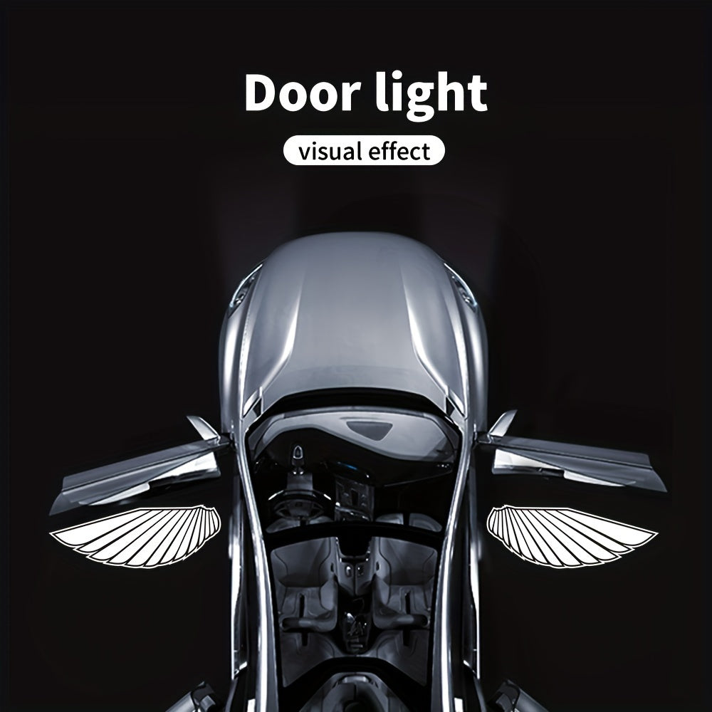 2 piezas de luces LED para logotipo de puerta de coche - Luces de cortesía de proyección decorativas, alimentadas por batería, fuente LED de 200-350 lúmenes, se adapta a varios modelos, sin batería