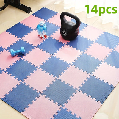 14 piezas de tapetes de espuma EVA entrelazados, juego de tapetes de gimnasia de color sólido de 30 cm cuadrados, tapete de juego lavable a mano para dormitorio, sala de estar, balcón, jaula para mascotas - Esencial para las vacaciones de Navidad