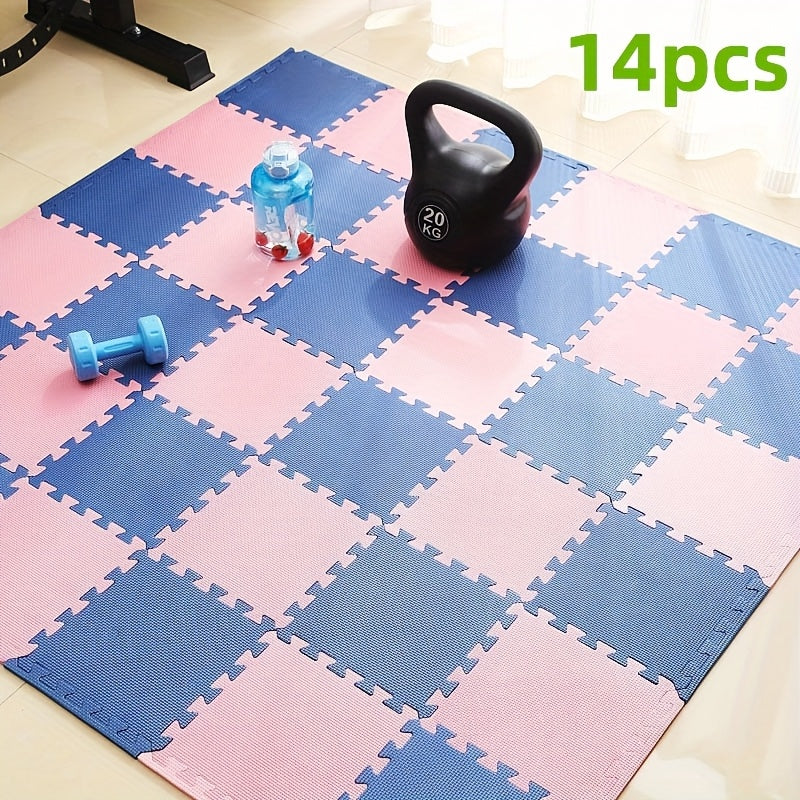 14 piezas de tapetes de espuma EVA entrelazados, juego de tapetes de gimnasia de color sólido de 30 cm cuadrados, tapete de juego lavable a mano para dormitorio, sala de estar, balcón, jaula para mascotas - Esencial para las vacaciones de Navidad
