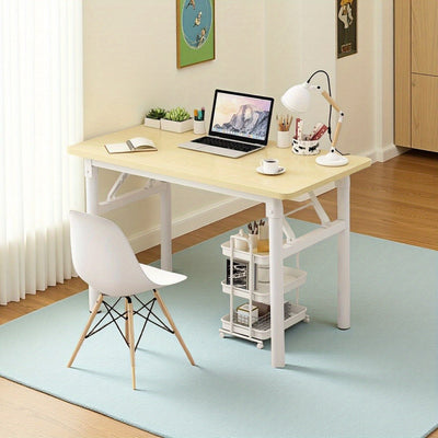 Mesa plegable blanca - Diseñada compacta para hogar y oficina, con silla incluida, no requiere energía eléctrica, adecuada para todas las estaciones.